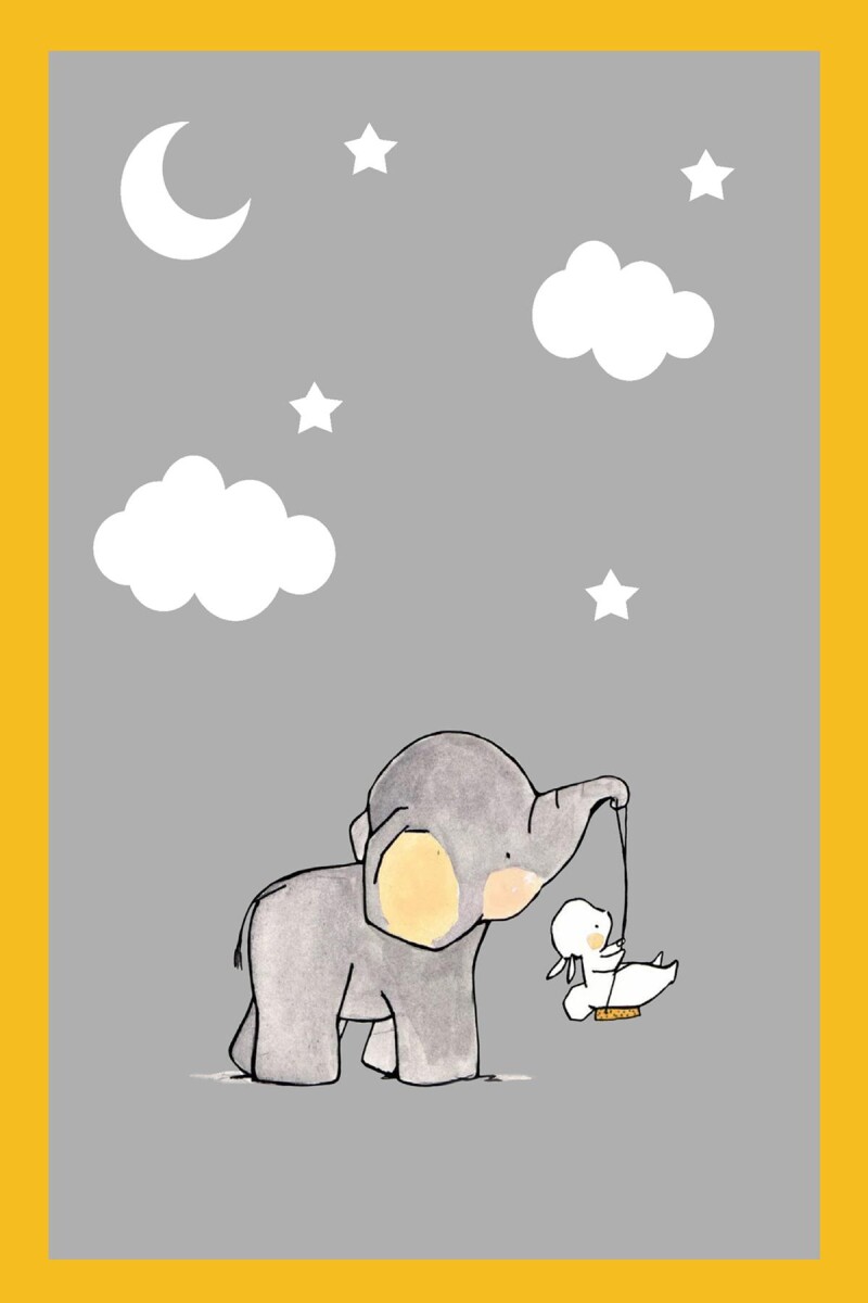 Frenda Home Fil Desenli Kaymaz Deri Taban Çocuk Ve Bebek Odası Halısı Sarı - Frenda