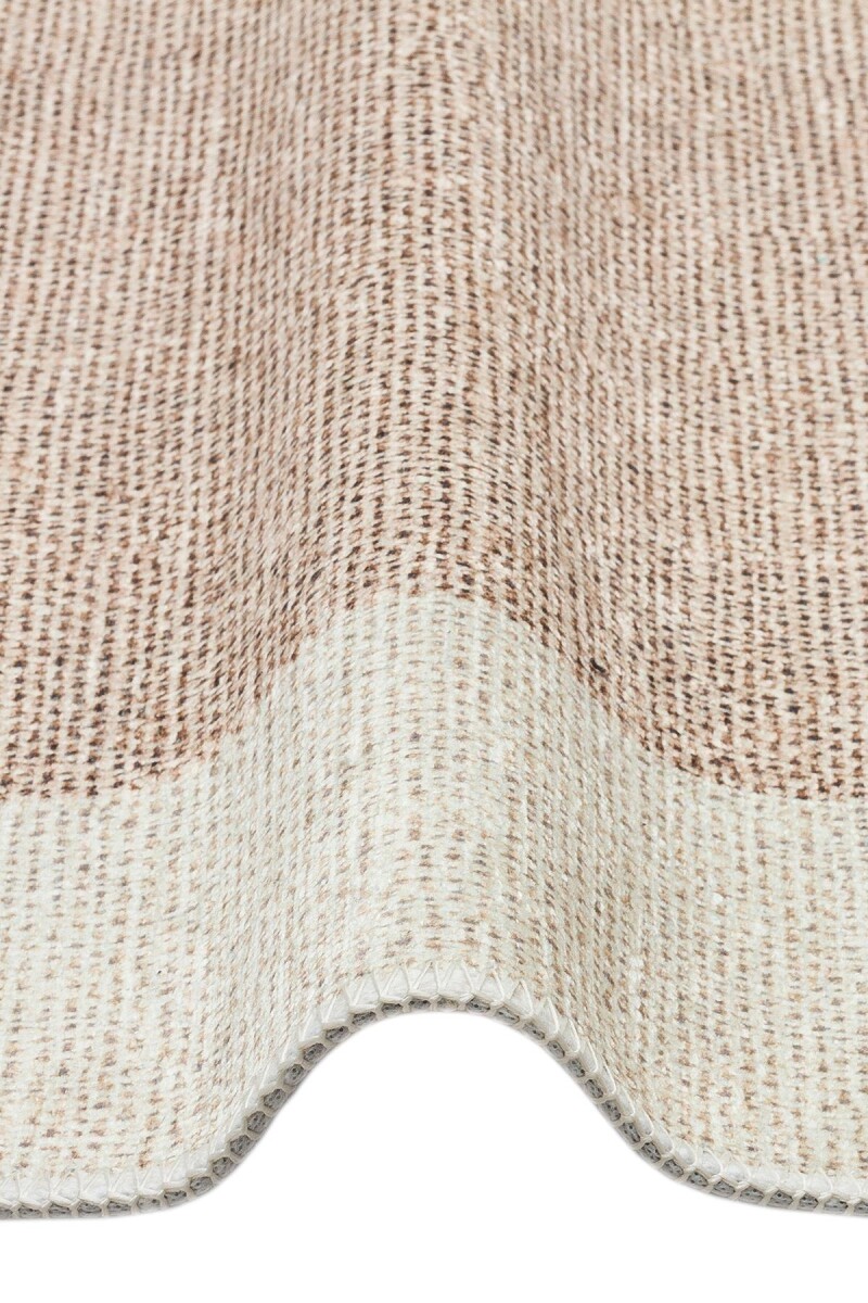 Frenda Home Hasır Görünümlü Dijital Baskı Pamuk Taban Halı Krem - 3