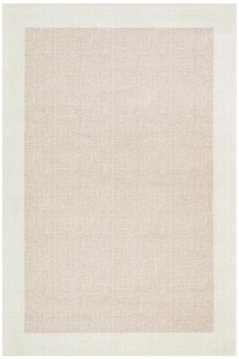 Frenda Home Hasır Görünümlü Dijital Baskı Şönil Pamuk Taban Halı Krem 