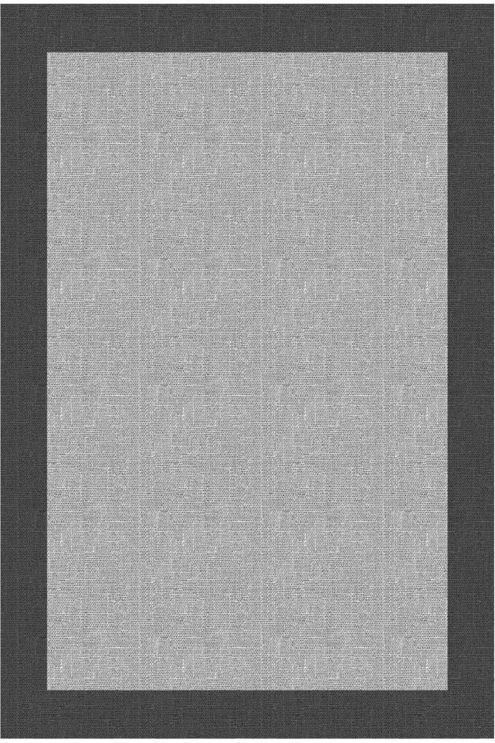 Frenda Home Hasır Görünümlü Dijital Baskı Şönil Pamuk Taban Halı Siyah - 1