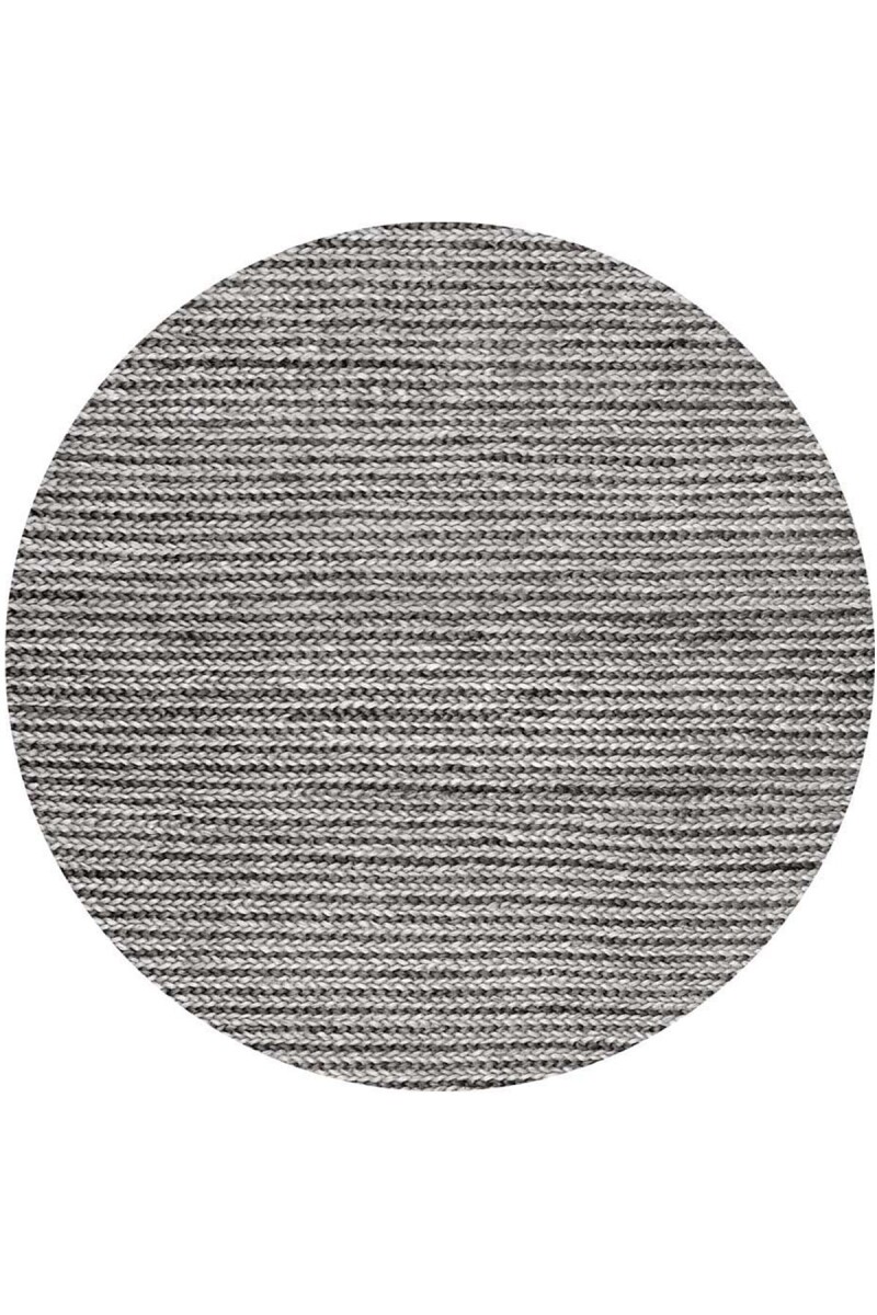 Frenda Home Hasır Görünümlü Pamuk Taban Dijital Baskılı Dekoratif Yuvarlak Halı Gri - Frenda