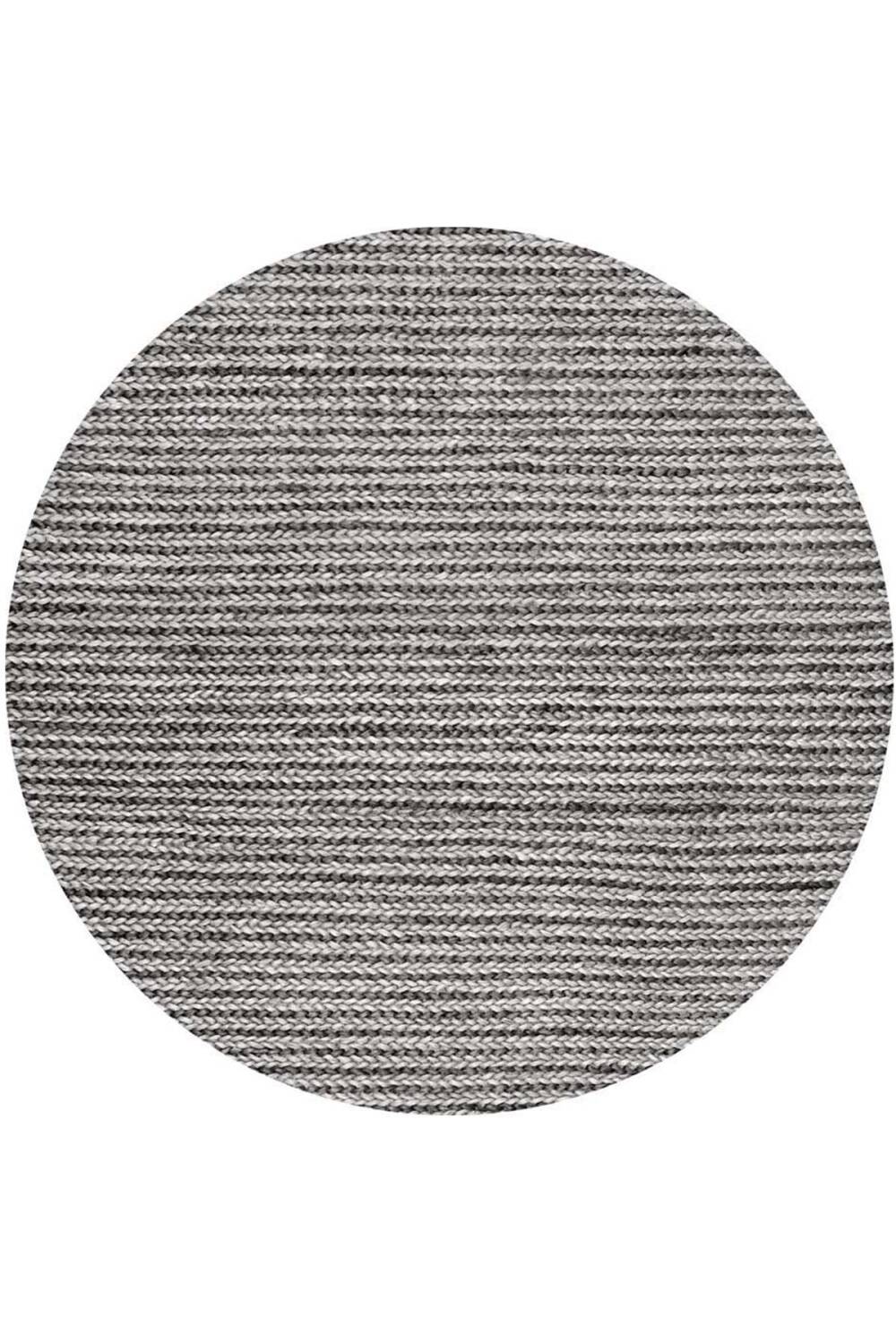 Frenda Home Hasır Görünümlü Pamuk Taban Dijital Baskılı Dekoratif Yuvarlak Halı Gri - 1