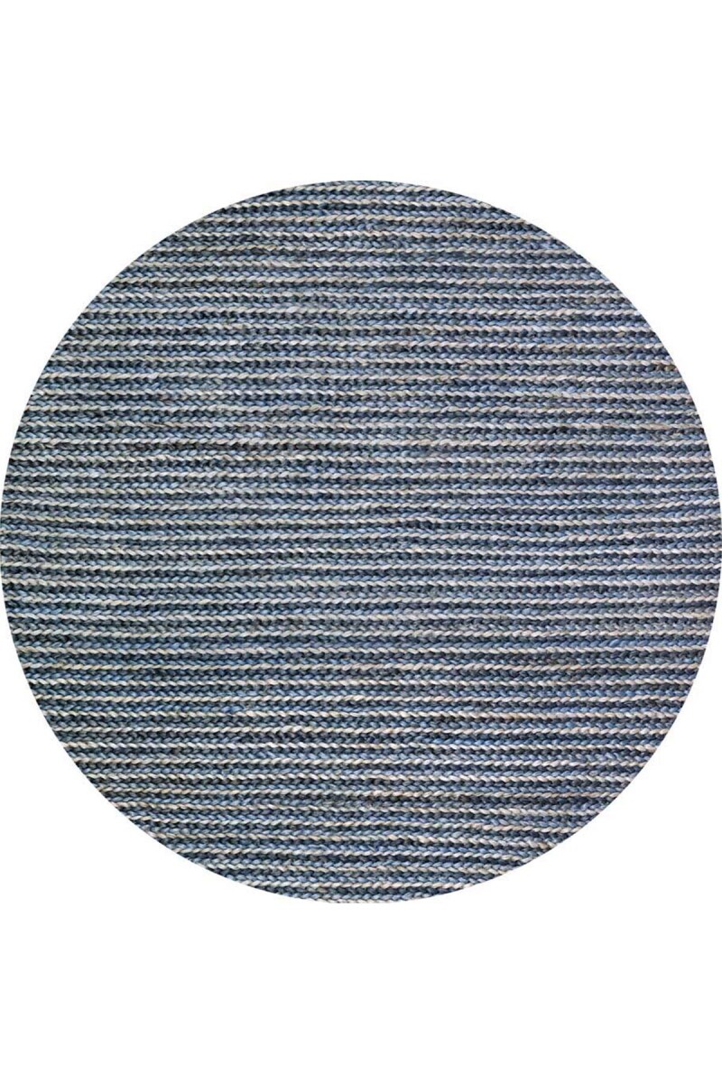 Frenda Home Hasır Görünümlü Pamuk Taban Dijital Baskılı Dekoratif Yuvarlak Halı Mavi - 1