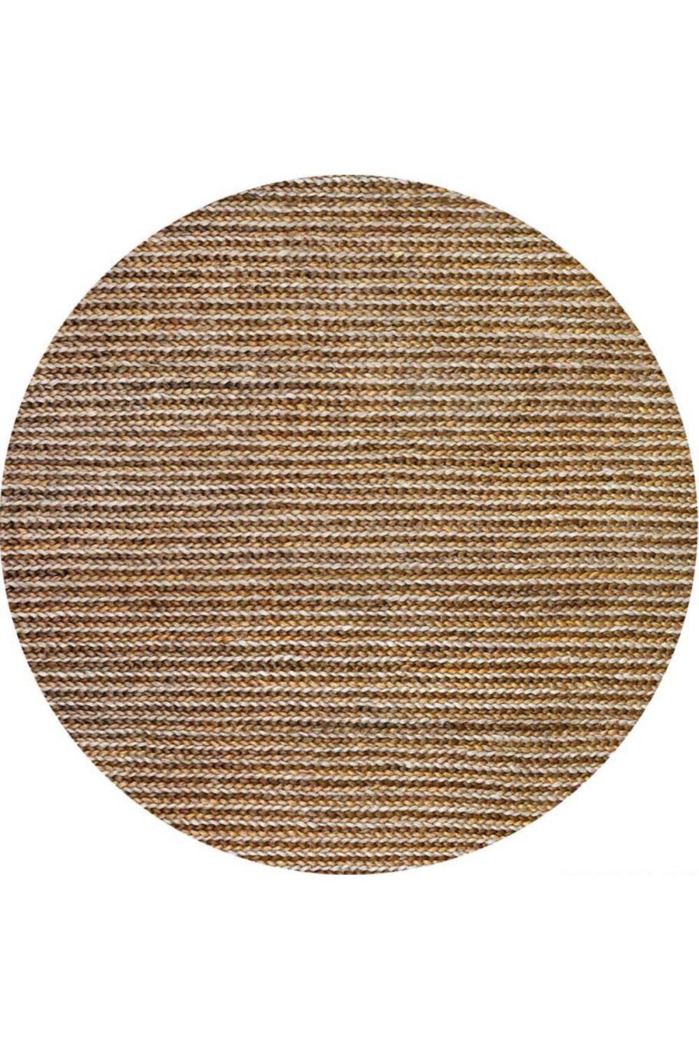 Frenda Home Hasır Görünümlü Pamuk Taban Dijital Baskılı Dekoratif Yuvarlak Halı Vizon - 1