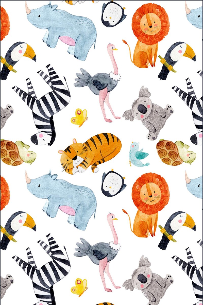 Frenda Home Hayvanlar Alemi Desenli Pamuk Taban Baskılı Anaokulu ve Kreş Halısı - 2