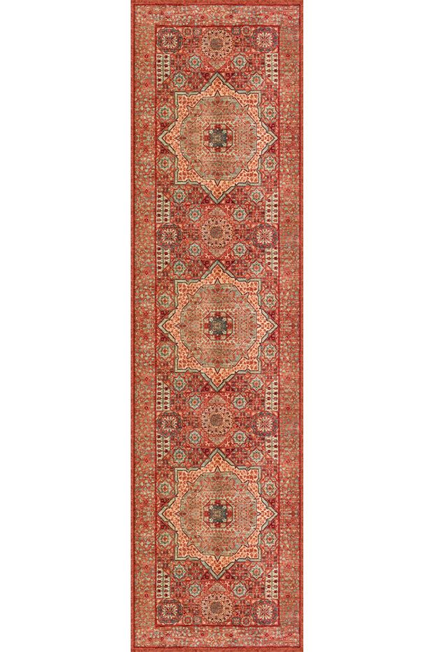 Frenda Home Kesme Yolluk Vintage Desen Pamuk Taban Baskılı Yıkanabilir Halı - Frenda (1)