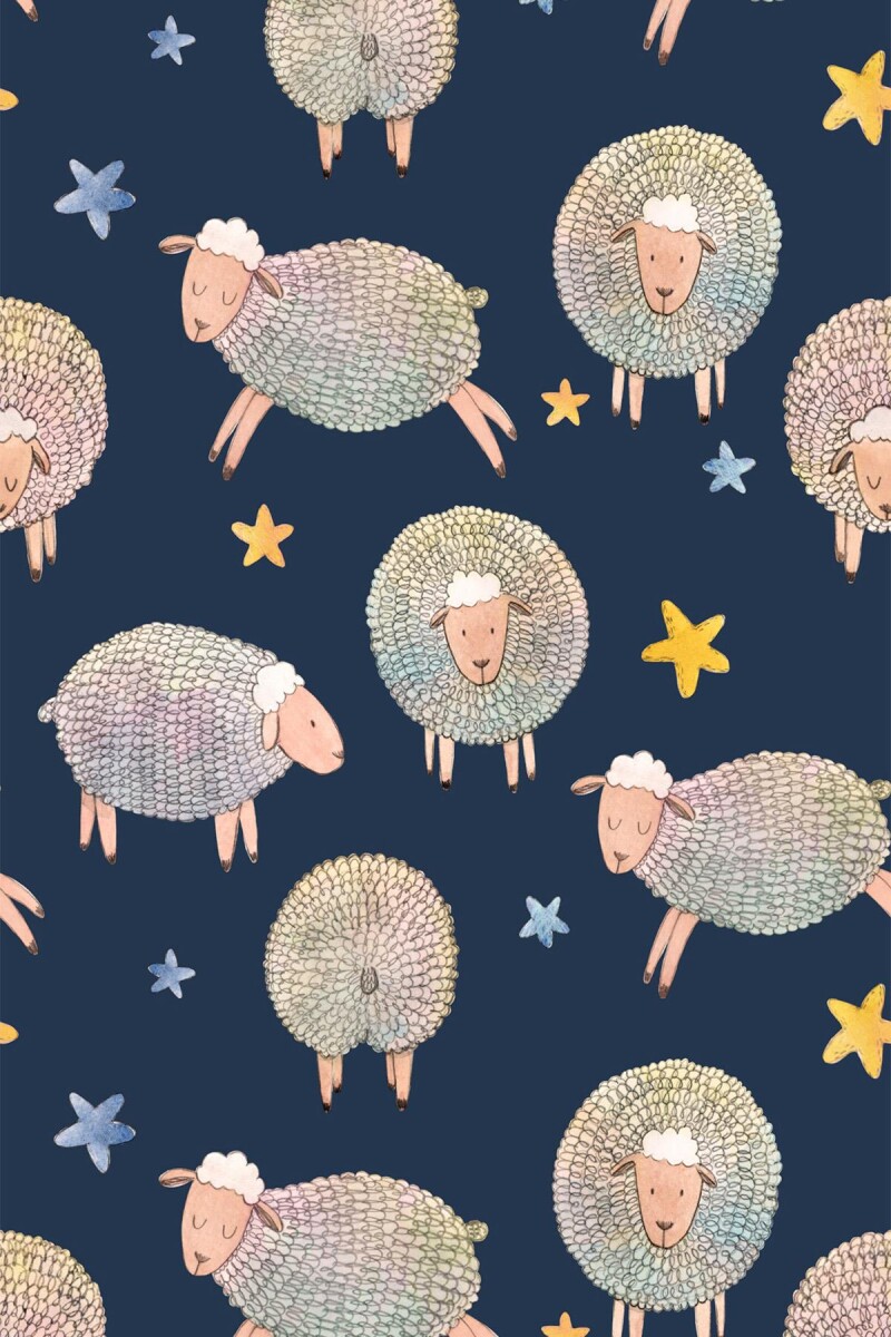 Frenda Home Koyun Desenli Kaymaz Deri Taban Çocuk Ve Bebek Halısı Lacivert - Frenda (1)