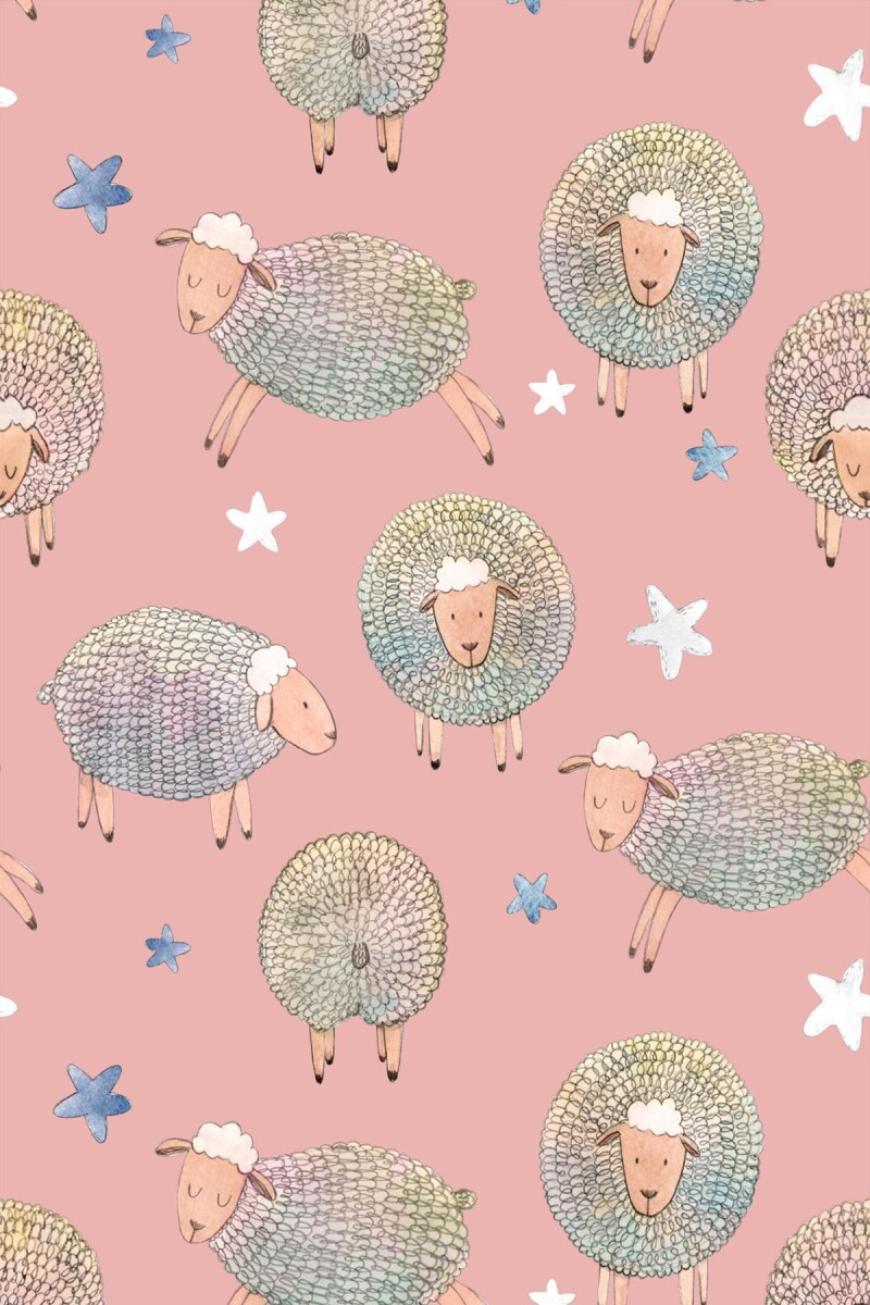 Frenda Home Koyun Desenli Kaymaz Deri Taban Çocuk Ve Bebek Halısı Pembe - Frenda