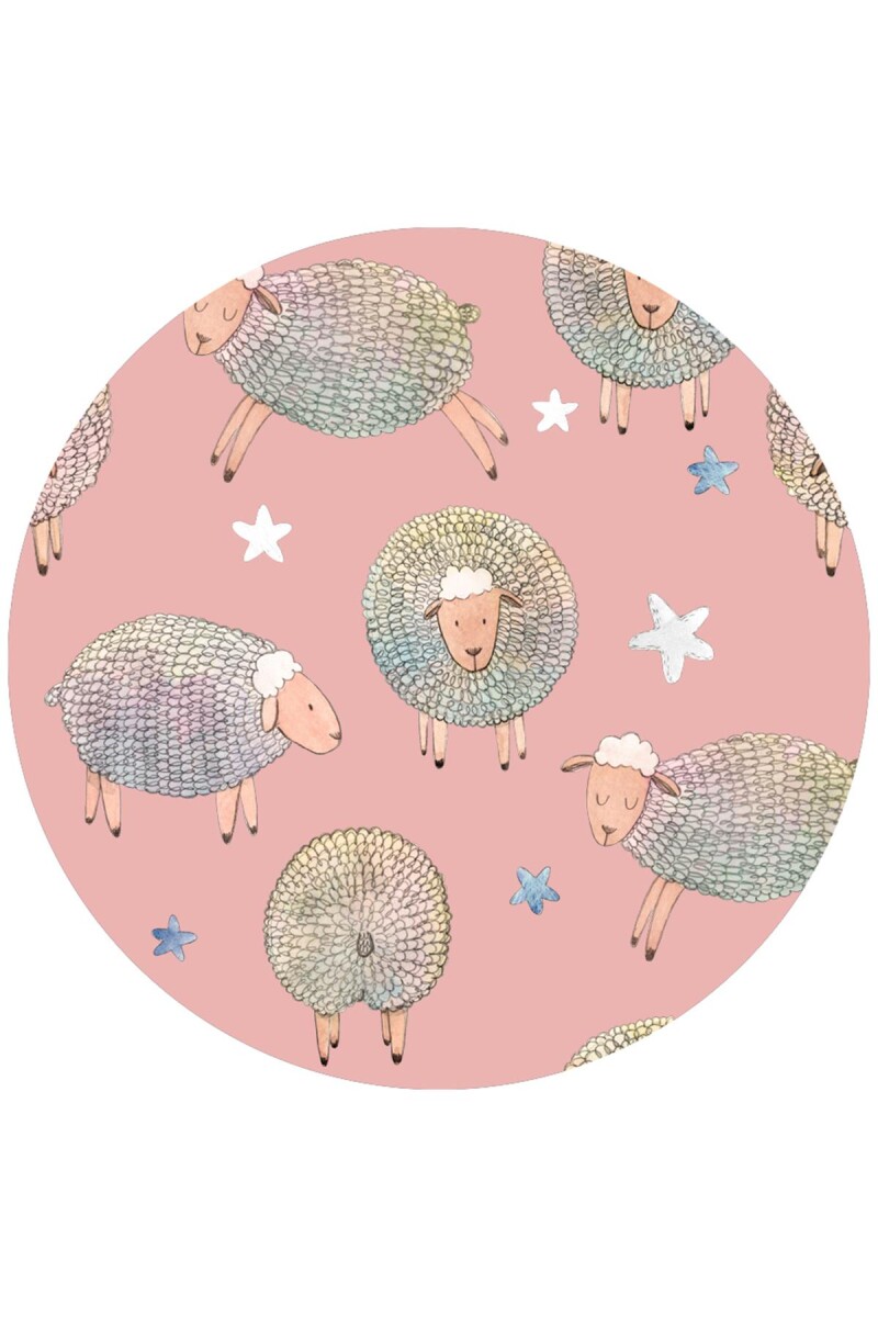 Frenda Home Koyun Desenli Kaymaz Deri Taban Yuvarlak Çocuk Ve Bebek Halısı Pembe 