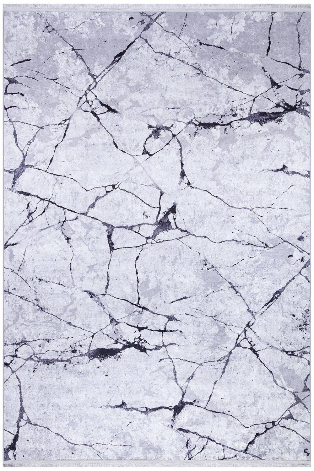 Frenda Home Mermer Desen Kaymaz Deri Taban Baskılı Halı Gri - 2