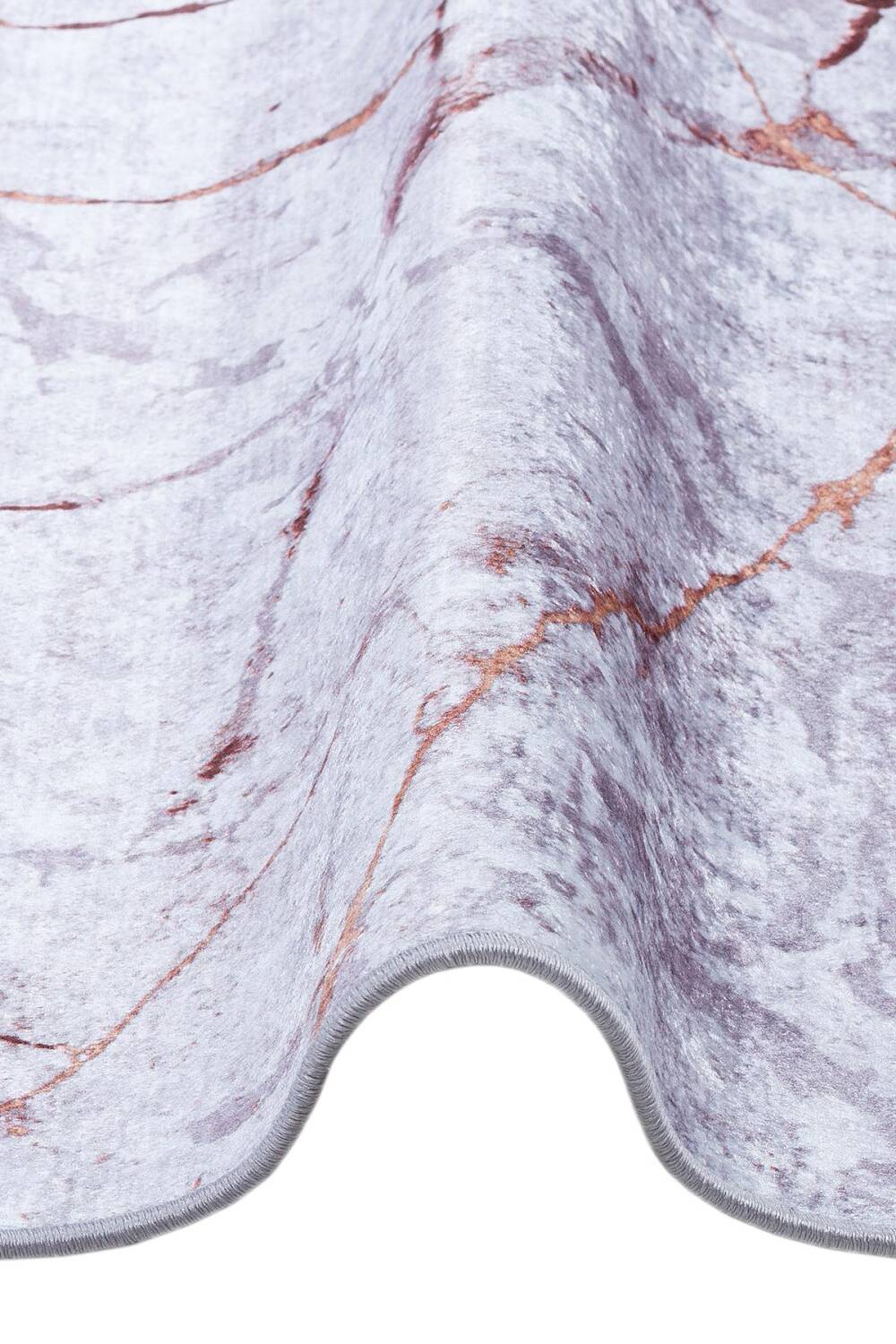 Frenda Home Mermer Desen Kaymaz Deri Taban Baskılı Halı Kahve - 3