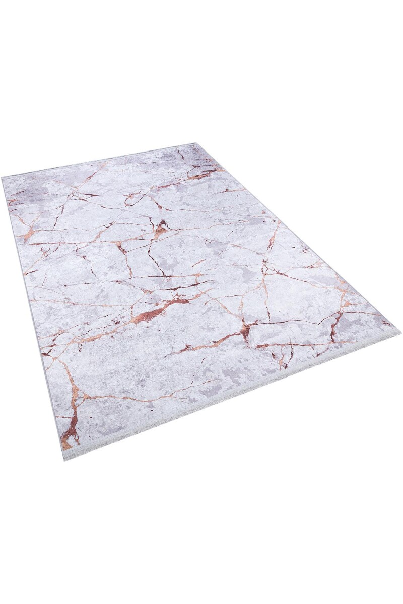 Frenda Home Mermer Desen Kaymaz Deri Taban Baskılı Halı Kahve - 2