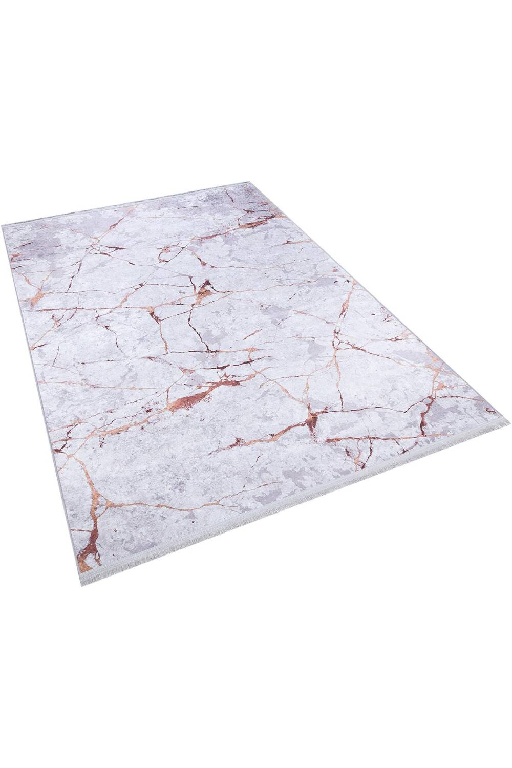 Frenda Home Mermer Desen Kaymaz Deri Taban Baskılı Halı Kahve - 2