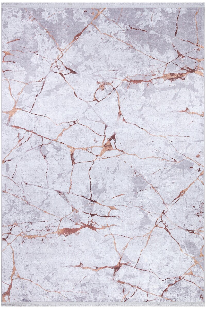 Frenda Home Mermer Desen Kaymaz Deri Taban Baskılı Halı Kahve 