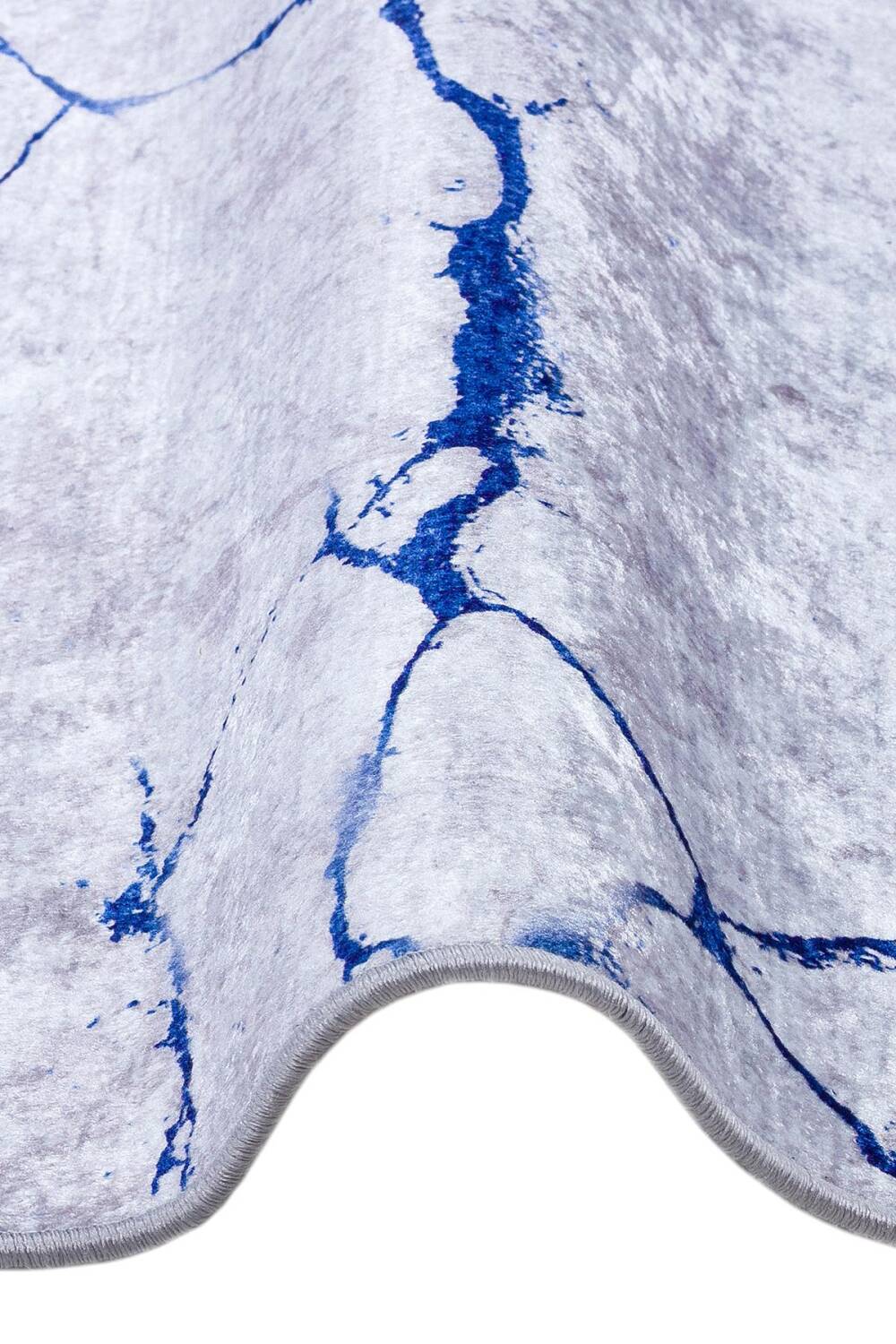 Frenda Home Mermer Desen Kaymaz Deri Taban Baskılı Halı Mavi - 3