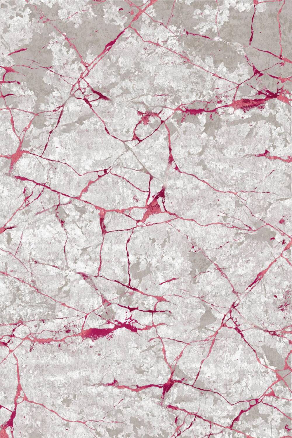 Frenda Home Mermer Desen Kaymaz Deri Taban Baskılı Halı Pembe - 1