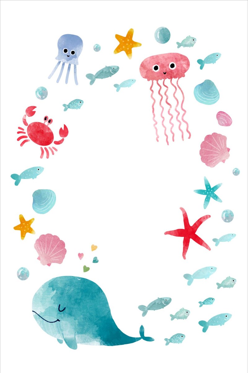 Frenda Home Okyanus Desenli Kaymaz Deri Taban Çocuk Halısı - Frenda (1)