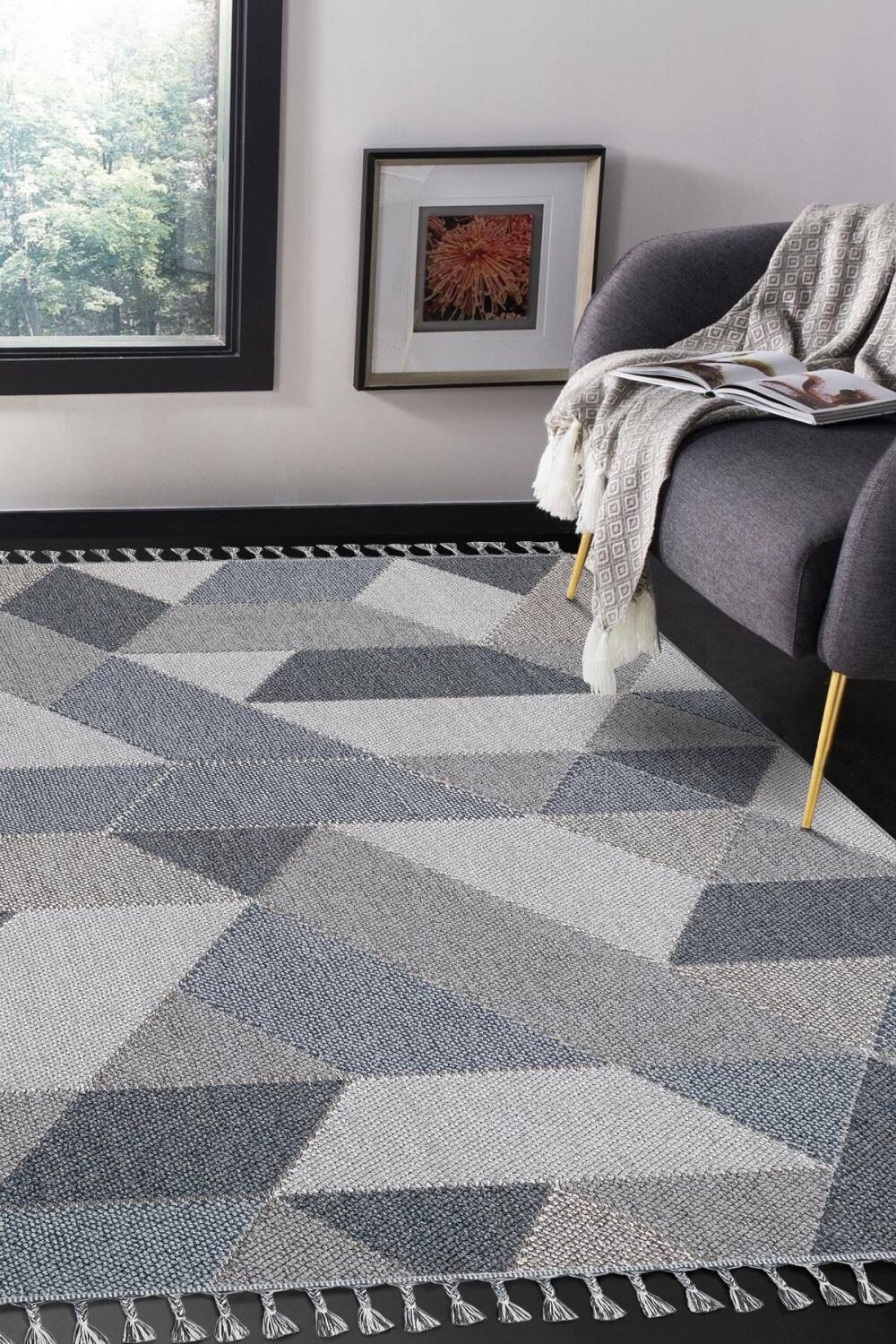 Frenda Home Oslo Modern İskandinav Desenli Makine Halısı 19477 Gri - 1