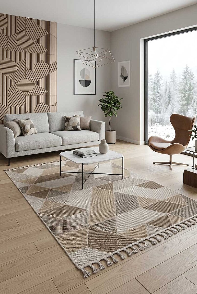 Frenda Home Oslo Pinterest İskandinav Desenli Halı 19477 Kahve - Frenda