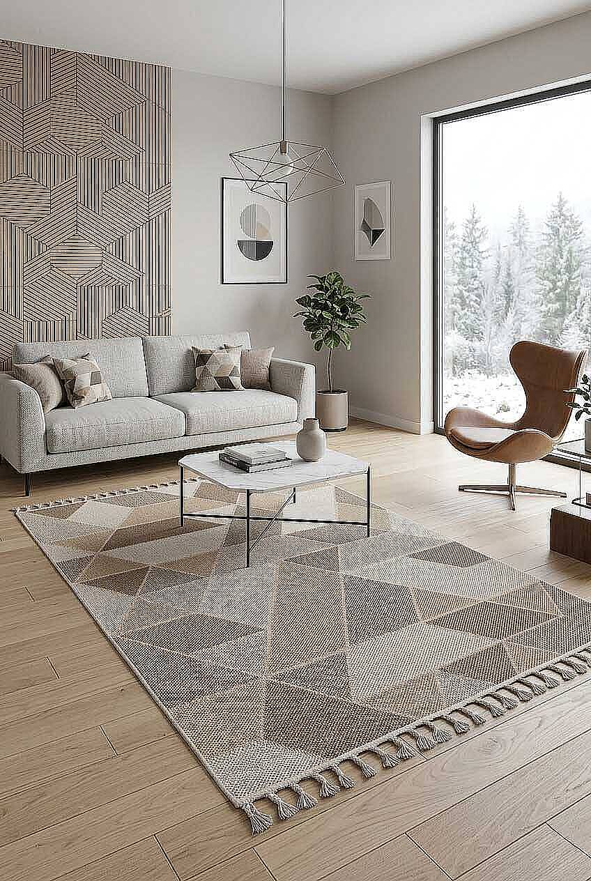 Frenda Home Oslo Pinterest İskandinav Desenli Halı 19477 Kahve - 1