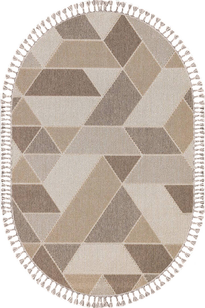 Frenda Home Oslo Pinterest İskandinav Desenli Oval Halı 19477 Kahve - 1