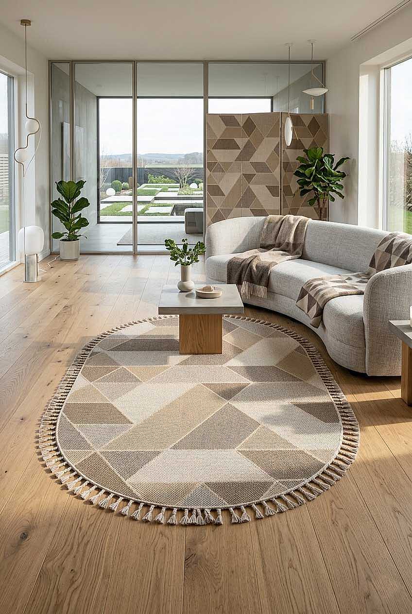 Frenda Home Oslo Pinterest İskandinav Desenli Oval Halı 19477 Kahve