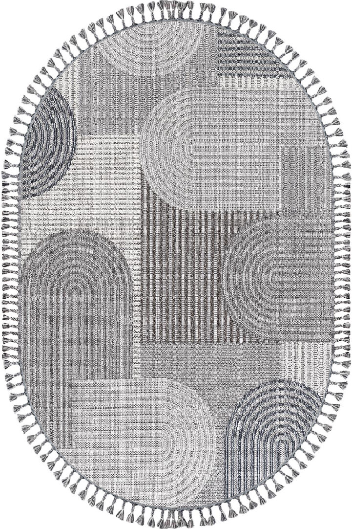 Frenda Home Oslo Pinterest İskandinav Desenli Oval Halı 19480 Gri 