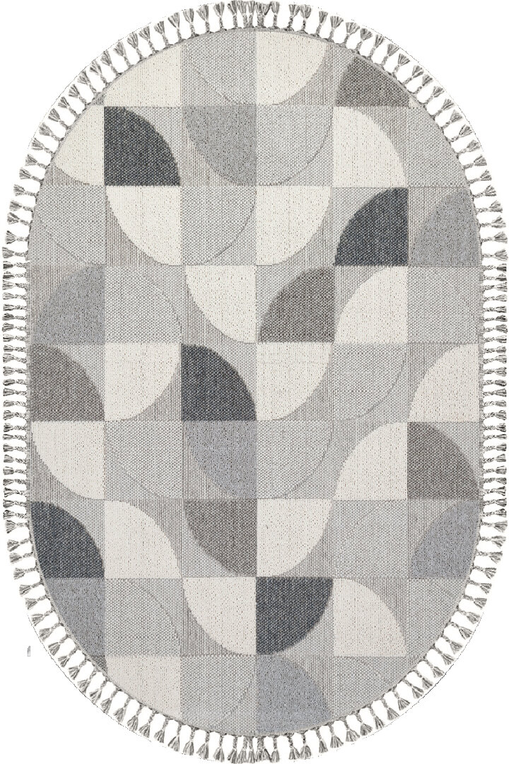 Frenda Home Oslo Pinterest İskandinav Desenli Oval Halı 19482 Gri 