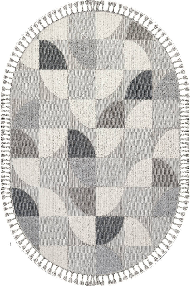 Frenda Home Oslo Pinterest İskandinav Desenli Oval Halı 19482 Gri - 1