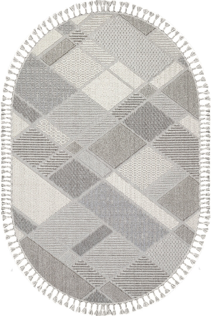 Frenda Home Oslo Pinterest İskandinav Desenli Oval Halı 19483 Gri 