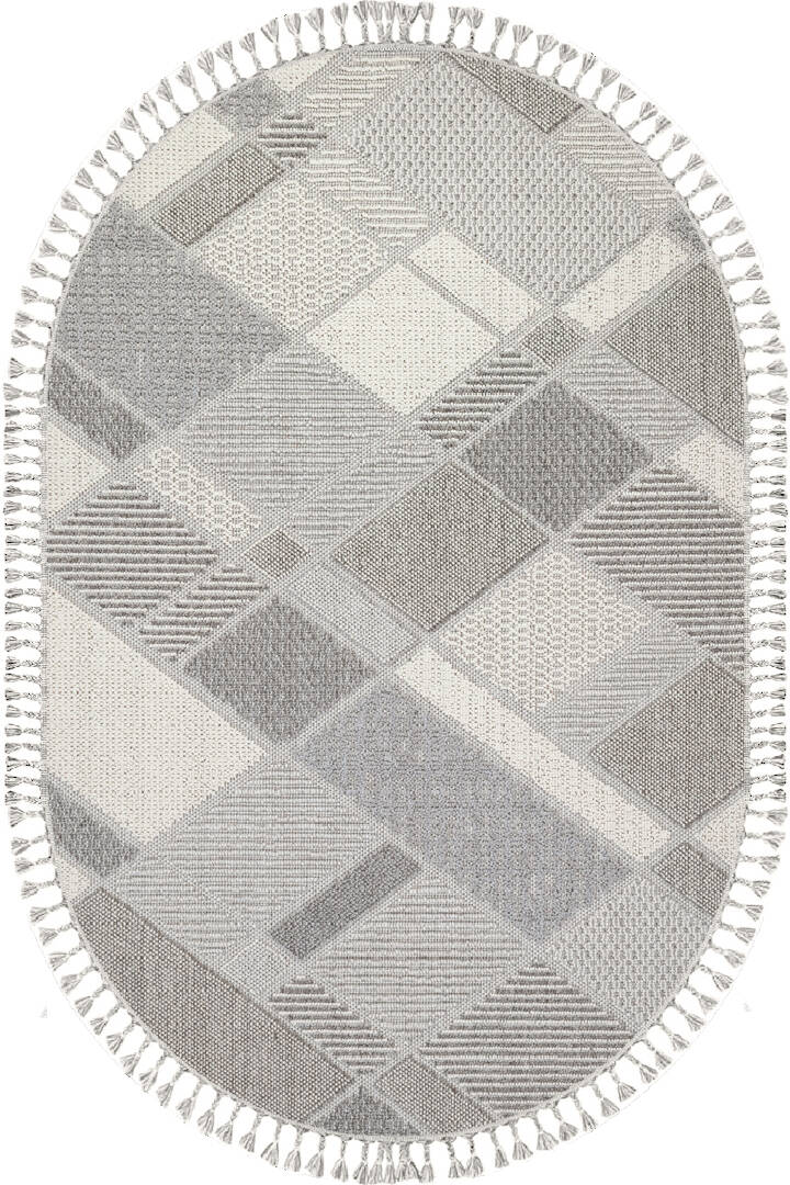 Frenda Home Oslo Pinterest İskandinav Desenli Oval Halı 19483 Gri - 1