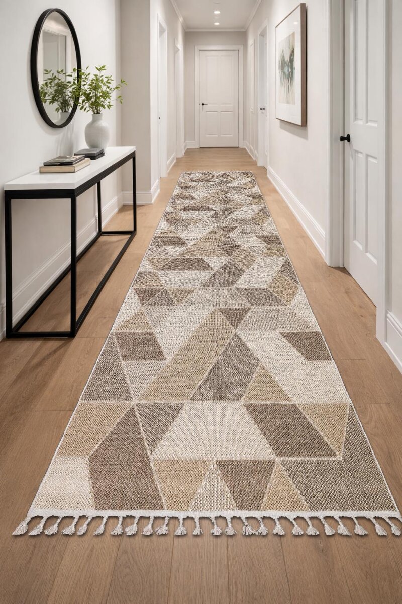 Frenda Home Oslo Pinterest İskandinav Desenli Yolluk Kesme Halı 19477 Kahve - Frenda