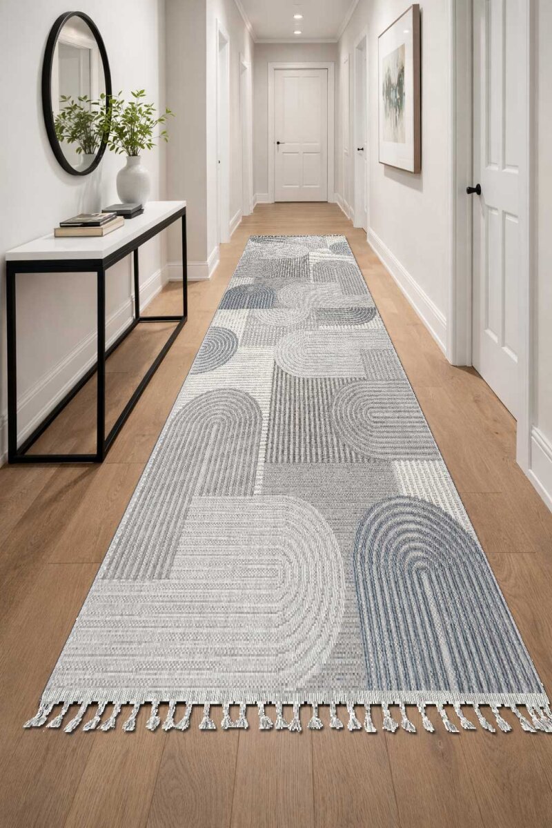 Frenda Home Oslo Pinterest İskandinav Desenli Yolluk Kesme Halı 19480 Gri 