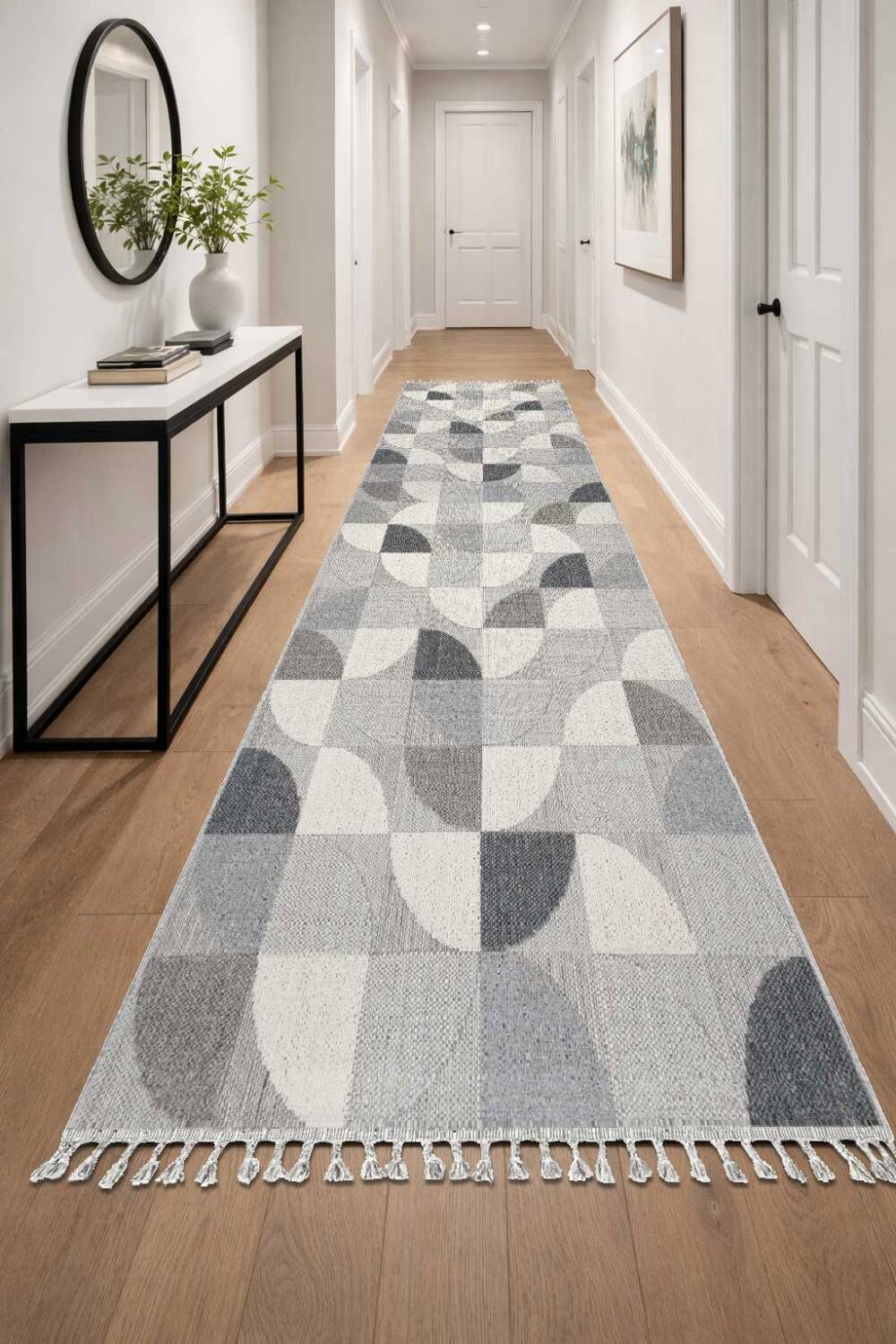 Frenda Home Oslo Pinterest İskandinav Desenli Yolluk Kesme Halı 19482 Gri - 1