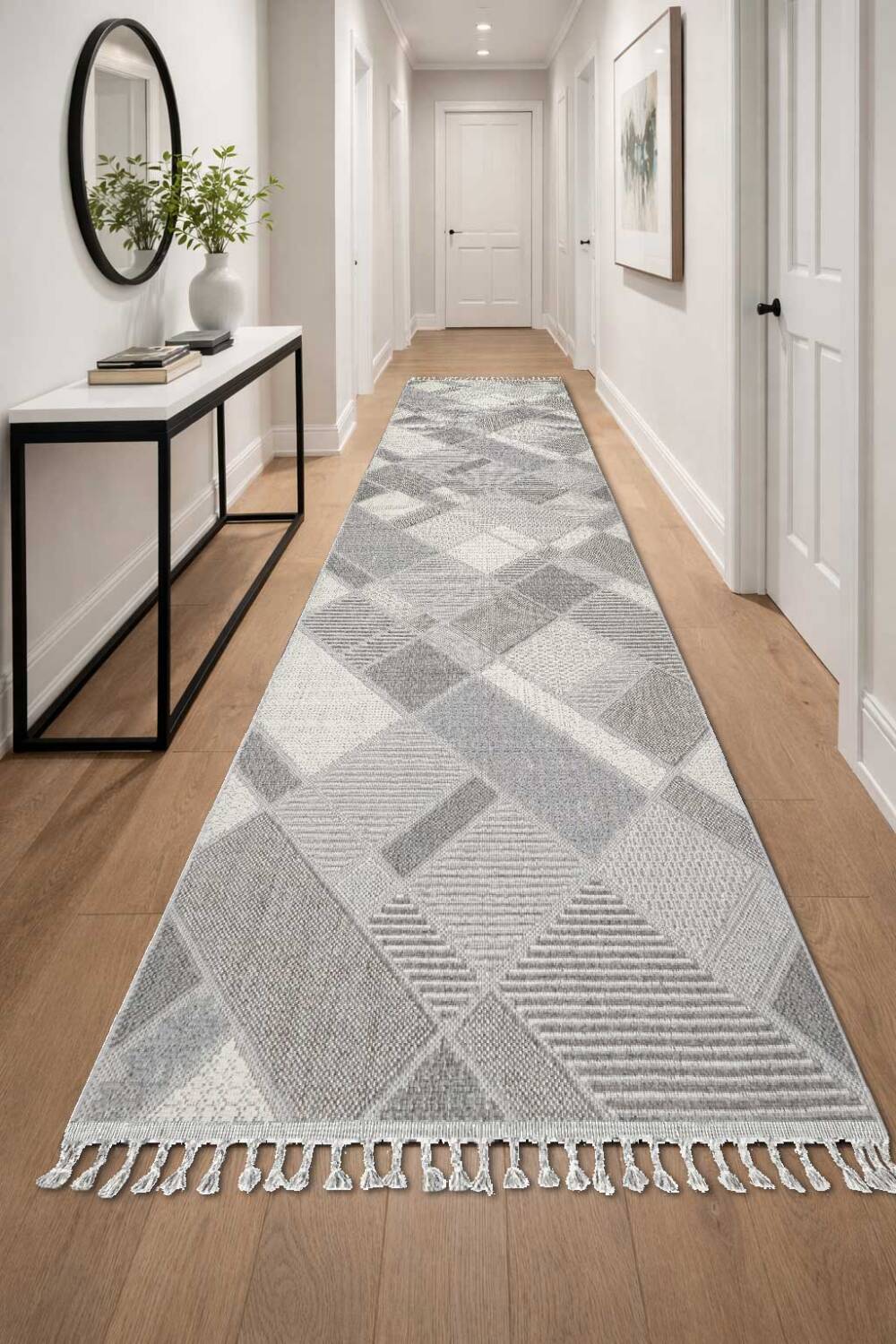 Frenda Home Oslo Pinterest İskandinav Desenli Yolluk Kesme Halı 19483 Gri - 1