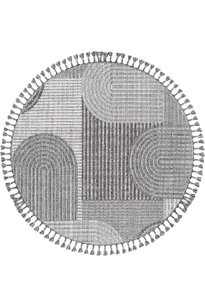 Frenda Home Oslo Pinterest İskandinav Desenli Yuvarlak Halı 19480 Gri 
