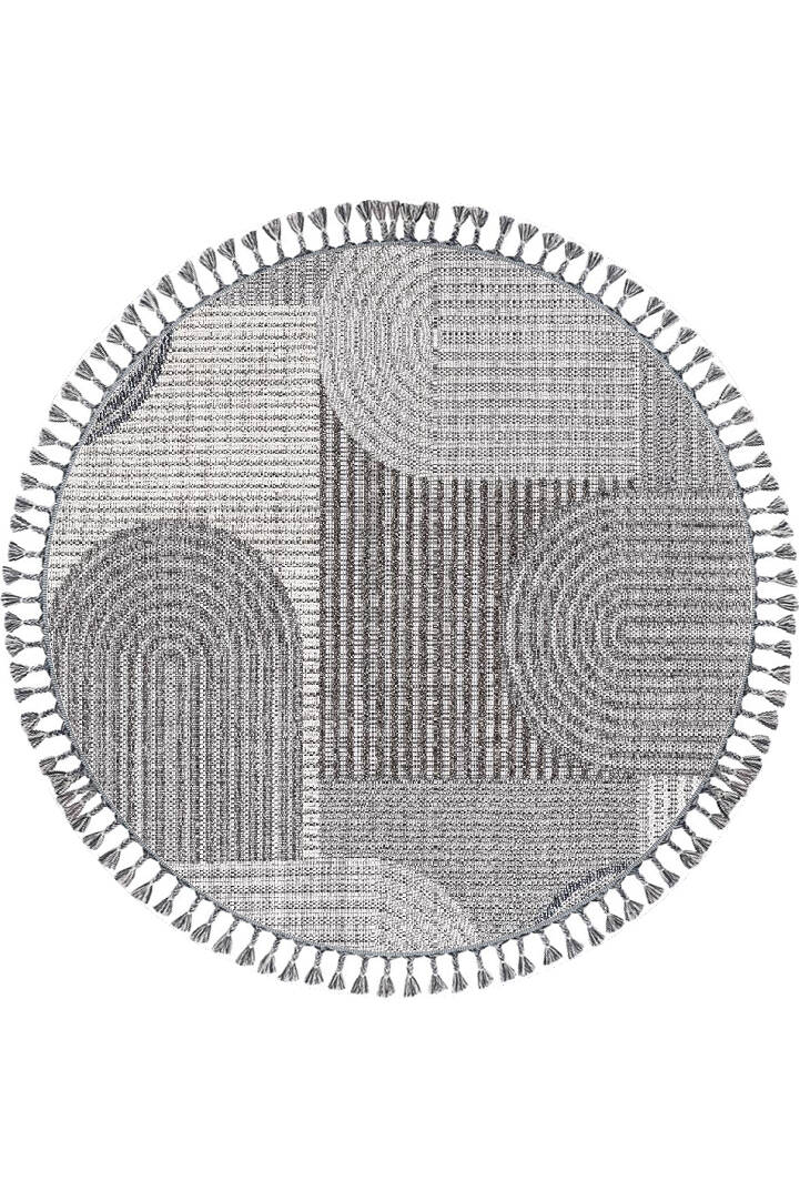 Frenda Home Oslo Pinterest İskandinav Desenli Yuvarlak Halı 19480 Gri - 1