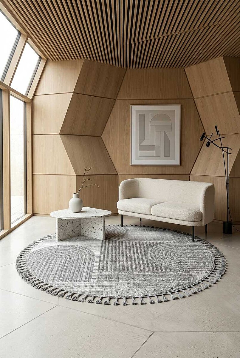 Frenda Home Oslo Pinterest İskandinav Desenli Yuvarlak Halı 19480 Gri - Frenda