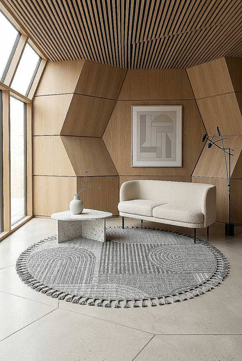 Frenda Home Oslo Pinterest İskandinav Desenli Yuvarlak Halı 19480 Gri - 1