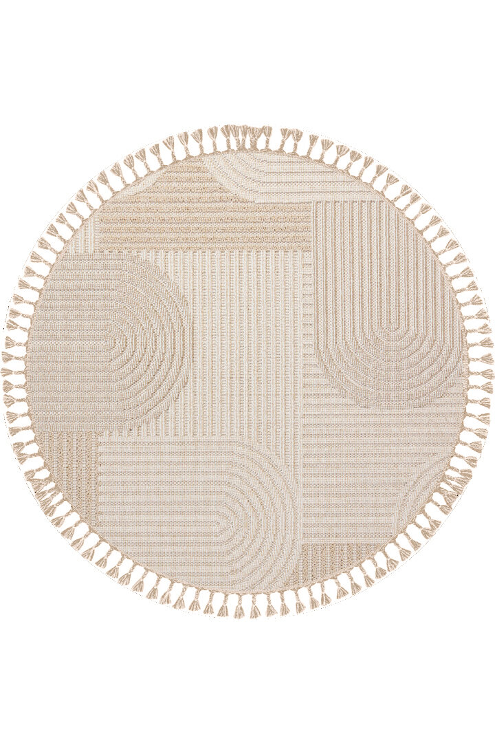 Frenda Home Oslo Pinterest İskandinav Desenli Yuvarlak Halı 19481 Bej 
