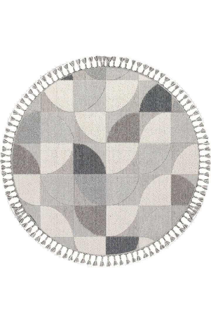 Frenda Home Oslo Pinterest İskandinav Desenli Yuvarlak Halı 19482 Gri - 1
