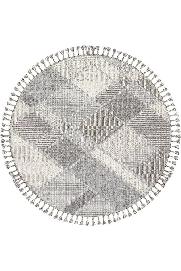 Frenda Home Oslo Pinterest İskandinav Desenli Yuvarlak Halı 19483 Gri - 1