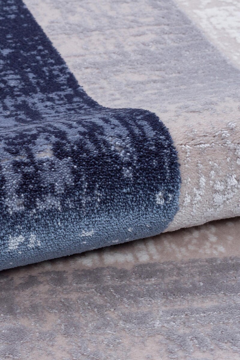 Frenda Home Palermo Modern Çerçeveli Makine Halısı PL01 Mavi - 3