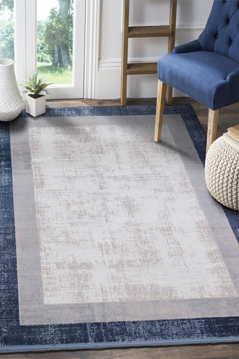 Frenda Home Palermo Modern Çerçeveli Makine Halısı PL01 Mavi - Frenda