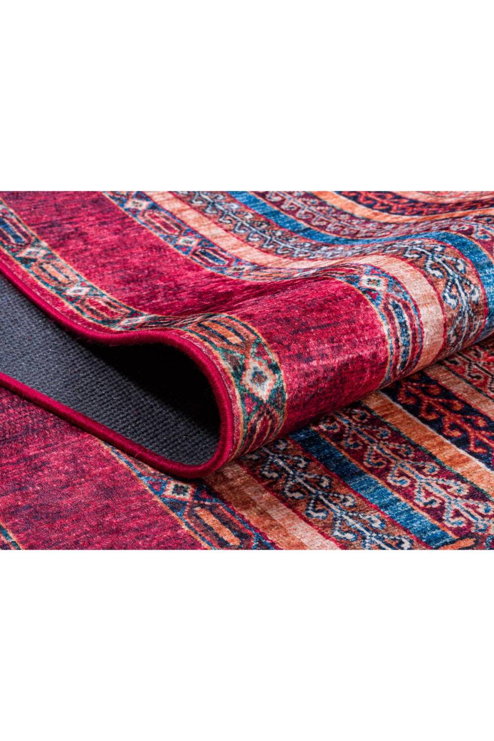 Frenda Home Şal Desen Pamuk Taban Yıkanabilir Halı Kırmızı - 3