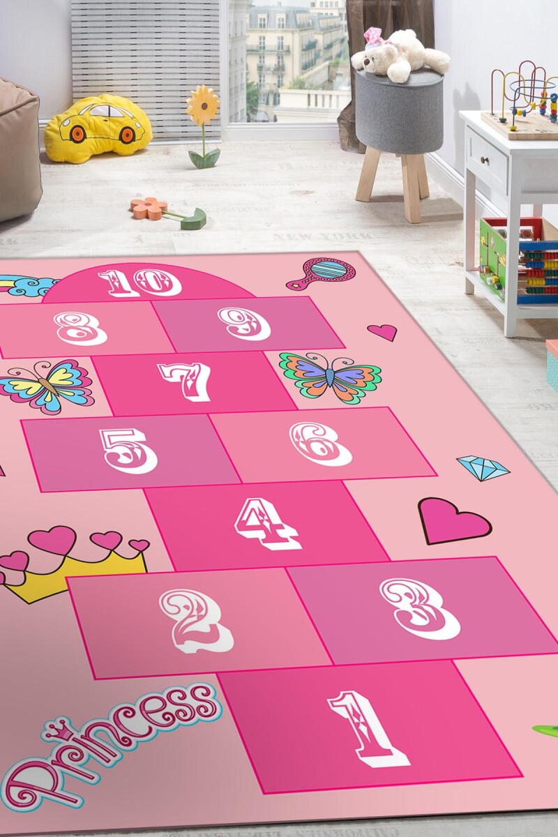 Frenda Home Seksek Desenli Kaymaz Deri Taban Çocuk Odası Ve Anaokulu Halısı - Frenda