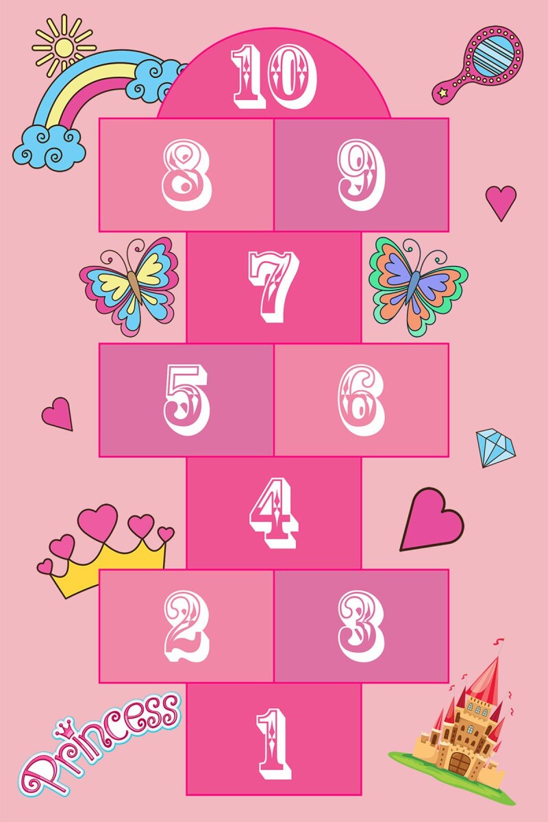 Frenda Home Seksek Desenli Kaymaz Deri Taban Çocuk Odası Ve Anaokulu Halısı - Frenda (1)