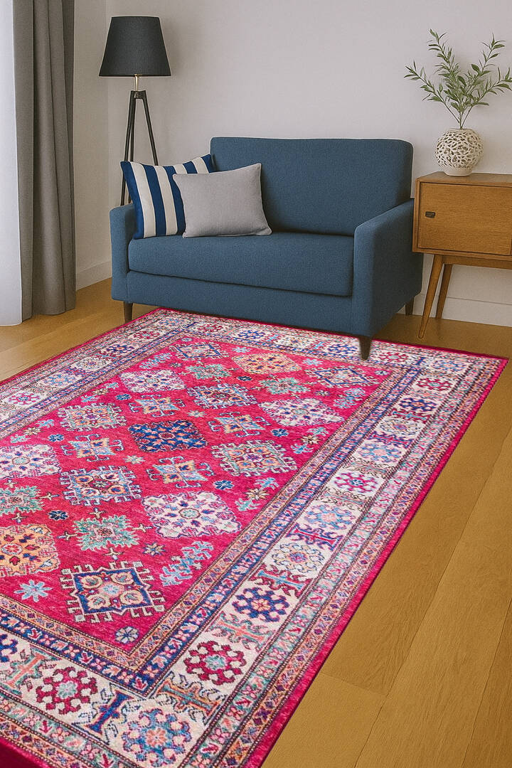 Frenda Home Şirvan Desen Pamuk Taban Baskılı Halı - 1