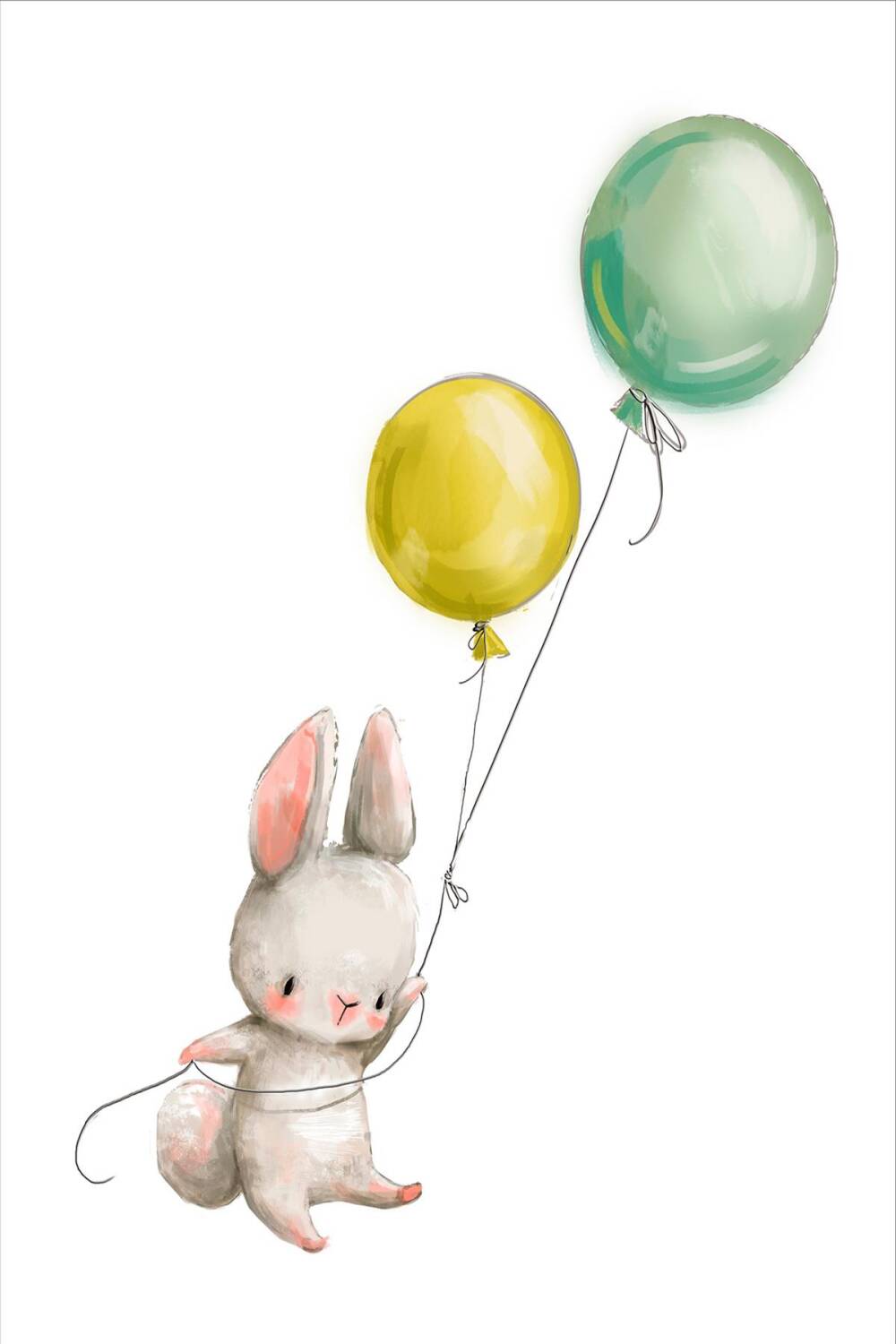 Frenda Home Tavşan Desenli Kaymaz Deri Taban Çocuk Odası Halısı Beyaz - 1