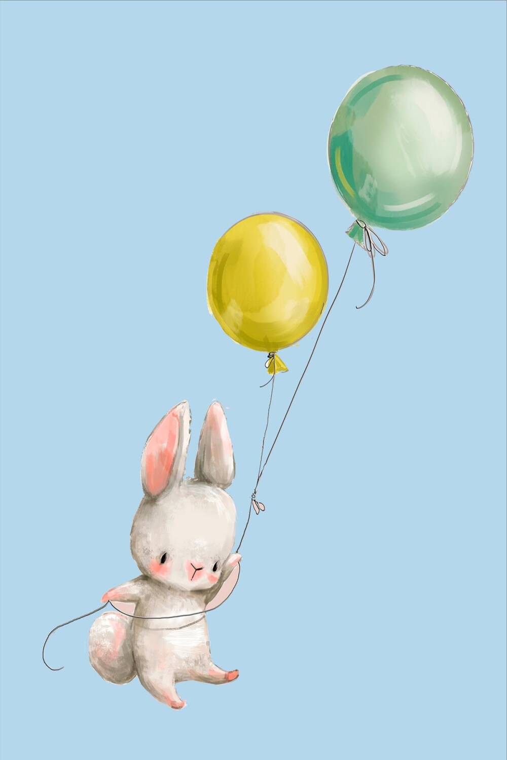 Frenda Home Tavşan Desenli Kaymaz Deri Taban Çocuk Odası Halısı Mavi - 1